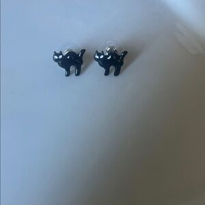 Black Cat Stud Earrings